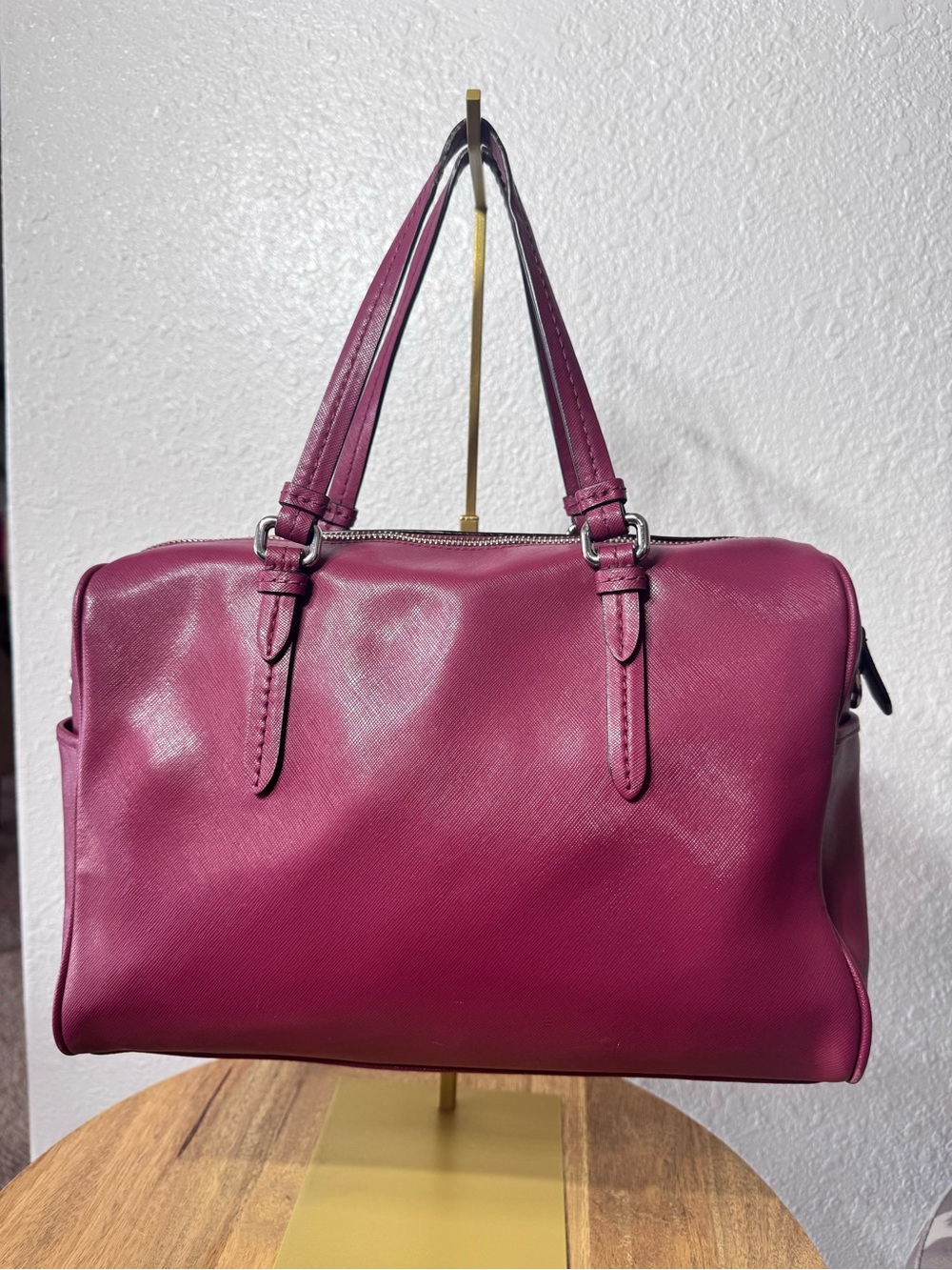 Coach Raspberry Leather Satchel - Picture 4 of 8